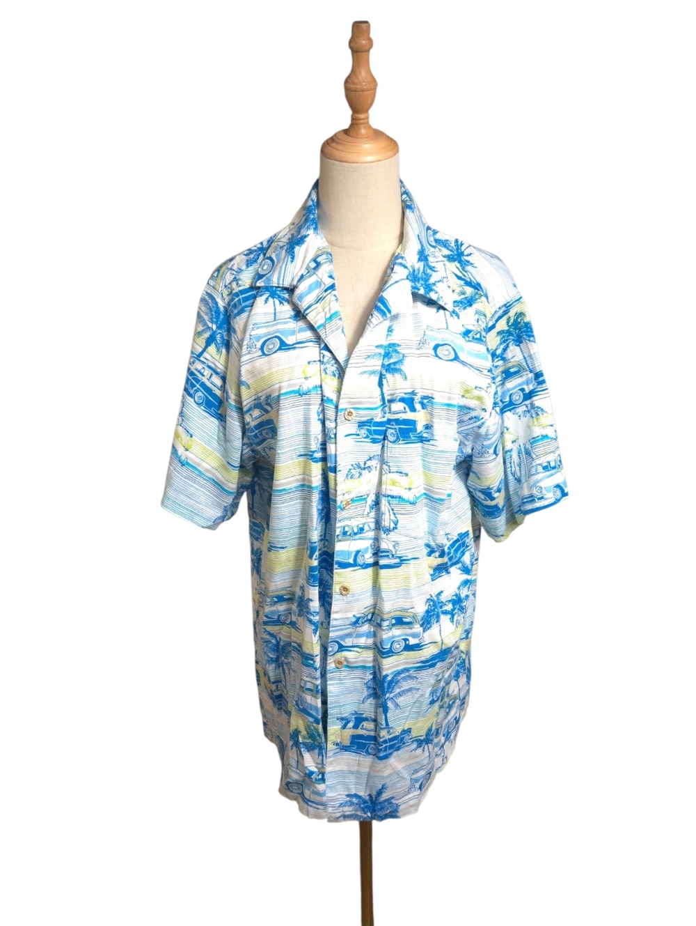 Newport Blue White and Blue Tropical Car Print Shirt